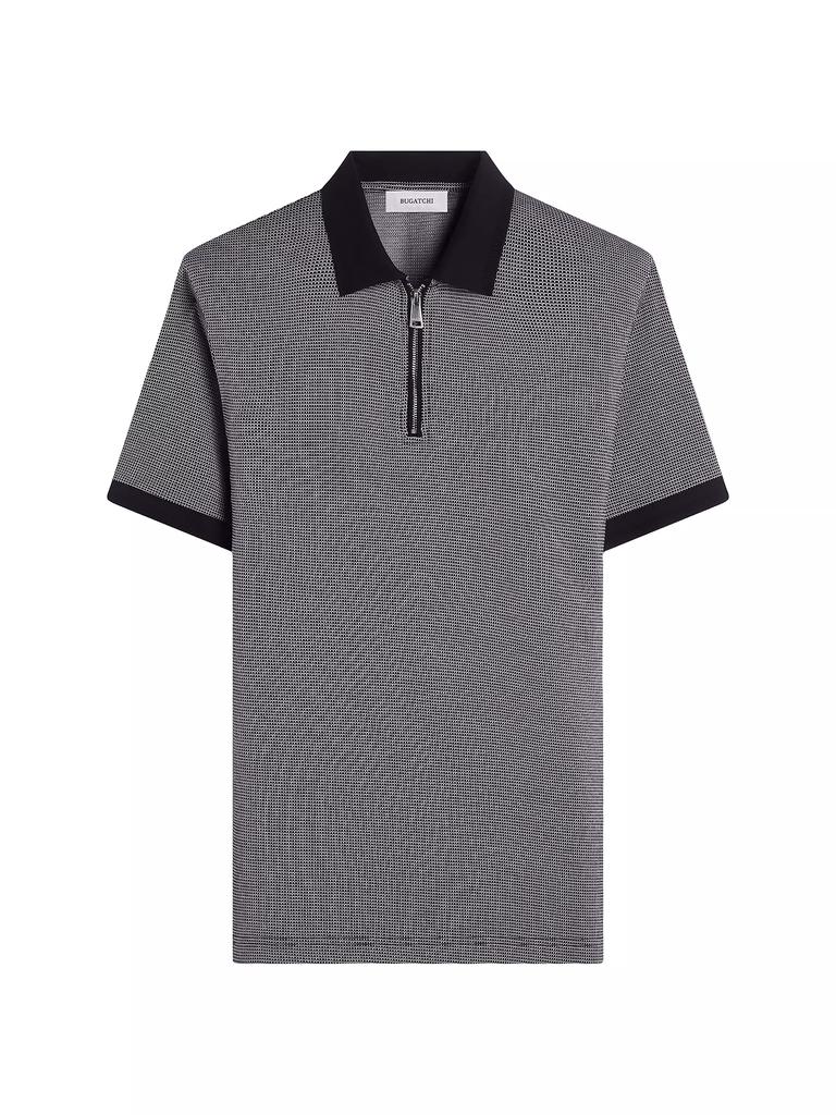 BUGATCHI Quarter Zip Printed Cotton Polo Shirt