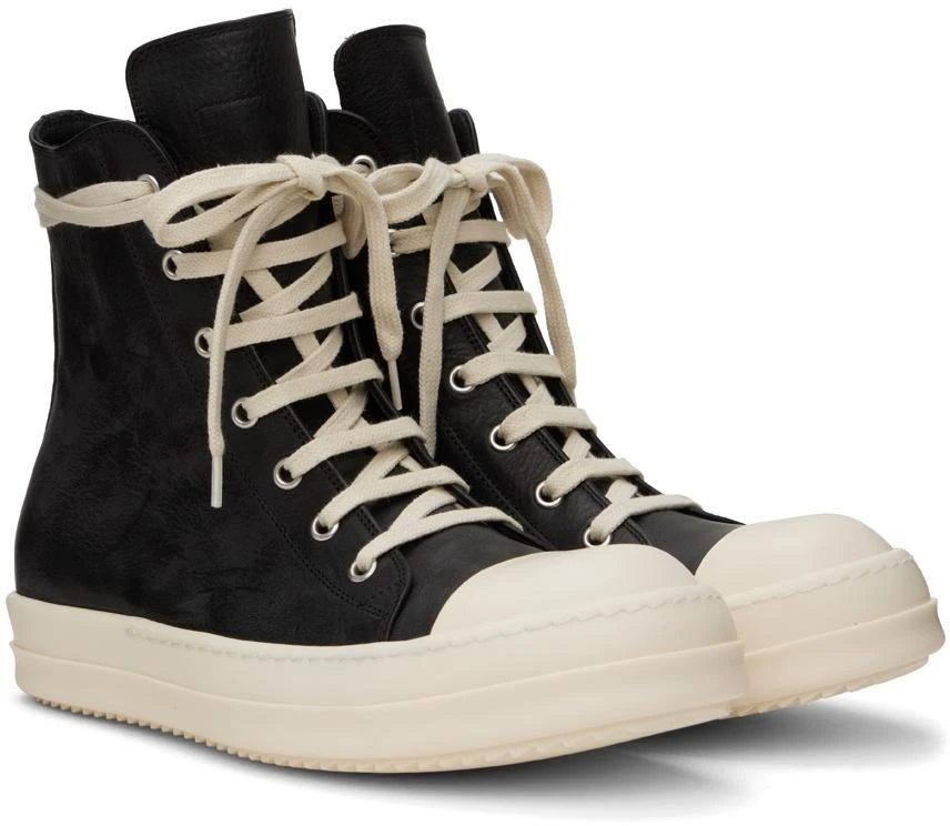 Rick Owens Black Washed Calf Sneakers 4