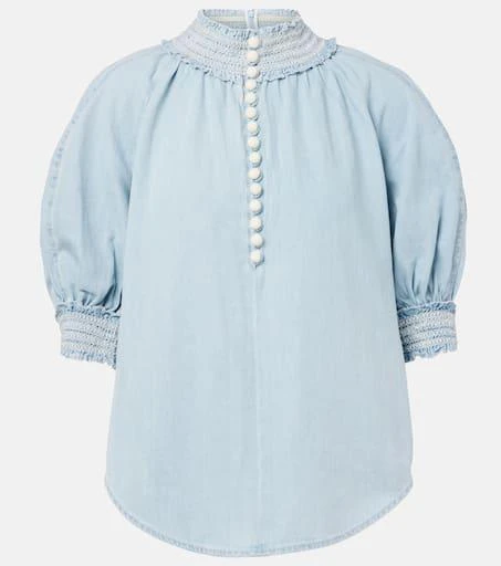 Zimmermann Ascension balloon-sleeve denim blouse 1