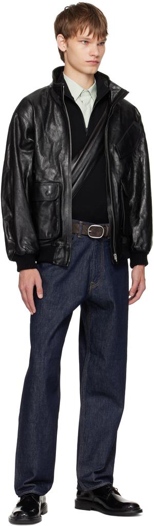 Black Lamb Leather Zip Blouson Jacket – On Sale Now with Up