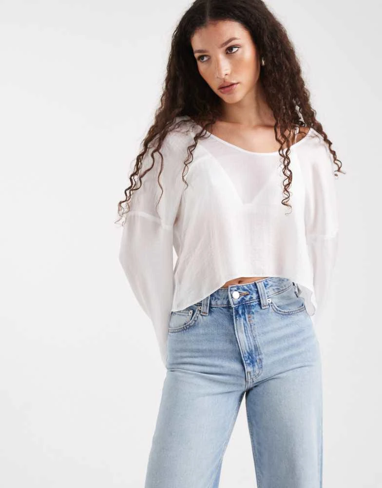 ASOS ASOS DESIGN long sleeve scoop detail blouse