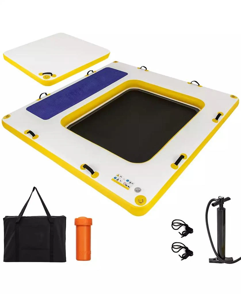 KUYOTQ 8 ft x 8 ft Inflatable Dock Platform with Mesh Swim Lounge