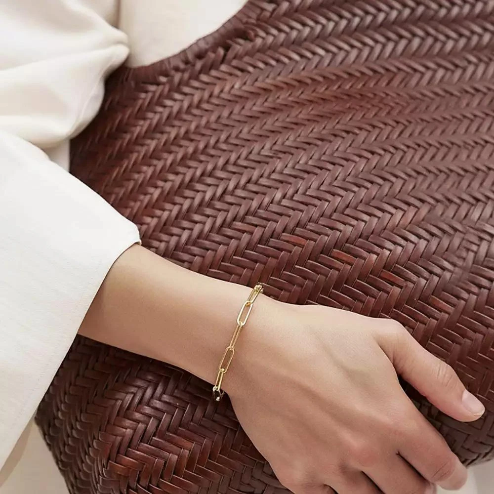 Joey Baby 18K Gold Plated Paper Clip Anne Bracelet 8" For Women and Girls