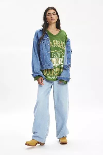 Urban Outfitters Vintage Varsity V-Neck Long Sleeve Graphic Tee