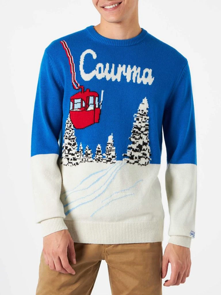 Mc2 Saint Barth Man Sweater Courma Vintage Postcard Jacquard 1