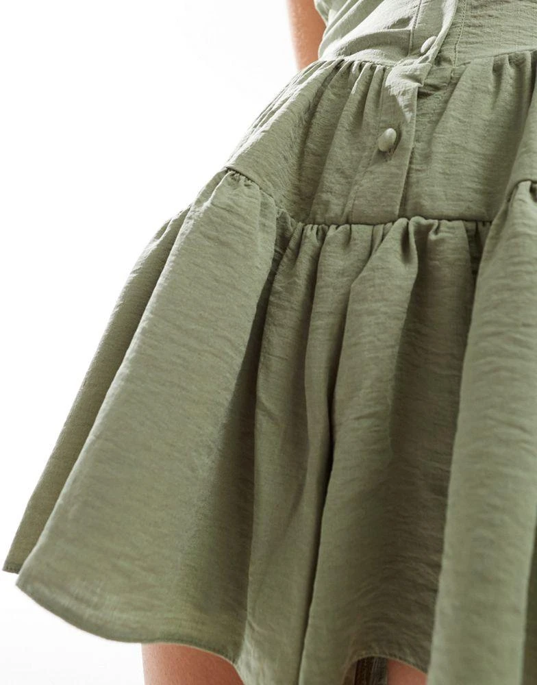 ASOS ASOS DESIGN bustier smock playsuit in khaki 4