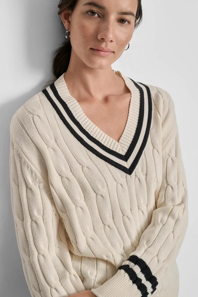 DKNY CABLE-KNIT TIPPED SWEATER 4