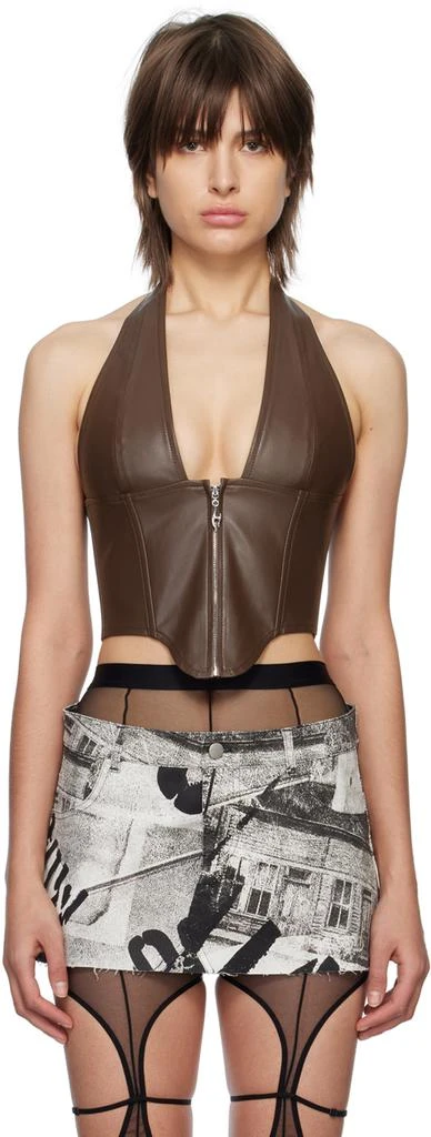 Miaou Brown Hannah Jewett Edition Mara Faux-Leather Corset 1