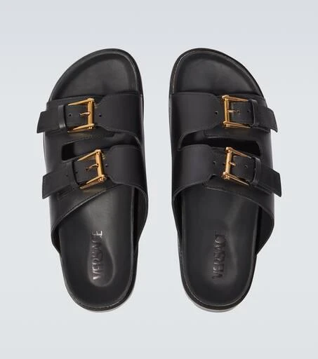 Versace Barocco leather-trimmed slides 4