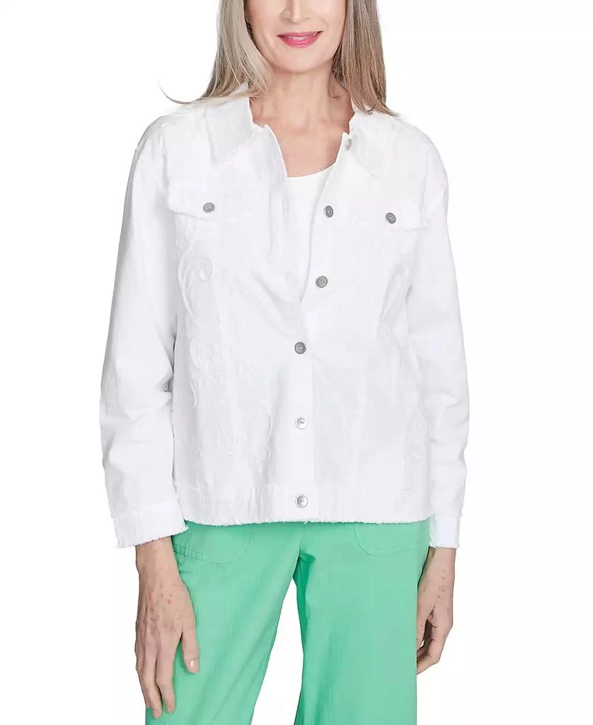 Alfred Dunner Women's Rise Shine Soutache Fringe Long Sleeve Trim Jacket 1