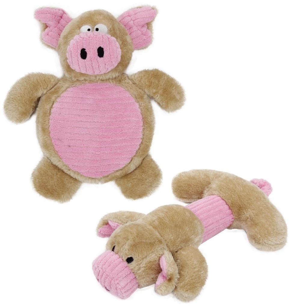 Pet Life 2-piece Dual Squeaker and Plush Animal Dog Toy Set 1