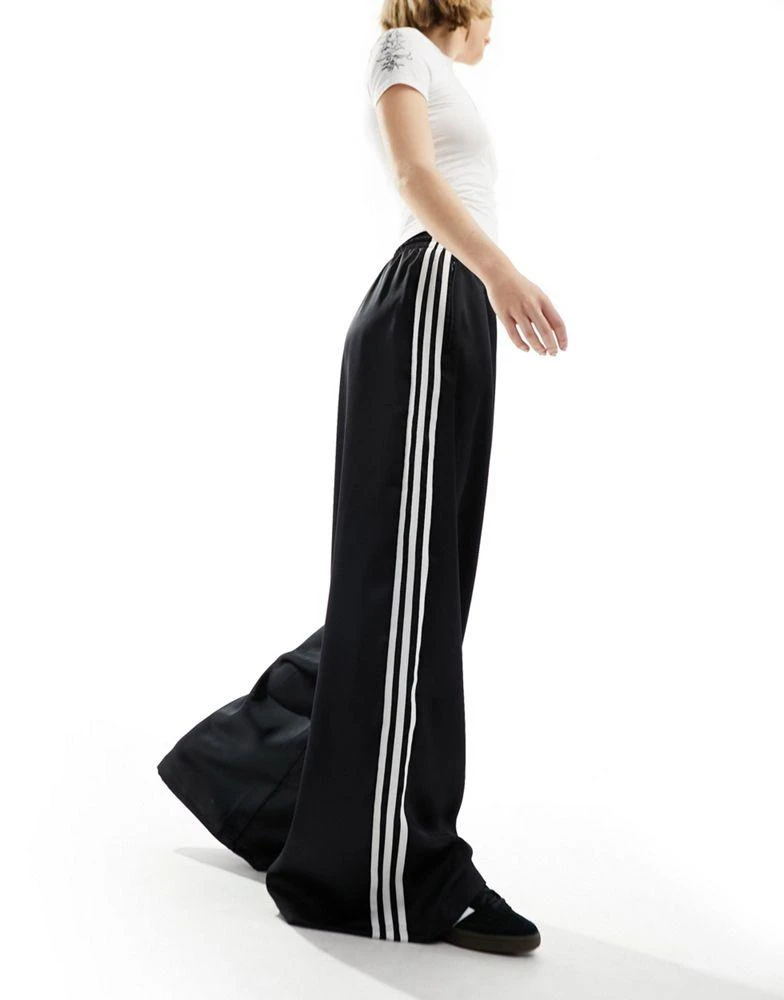Adidas adidas Originals wide leg satin joggers in black 4