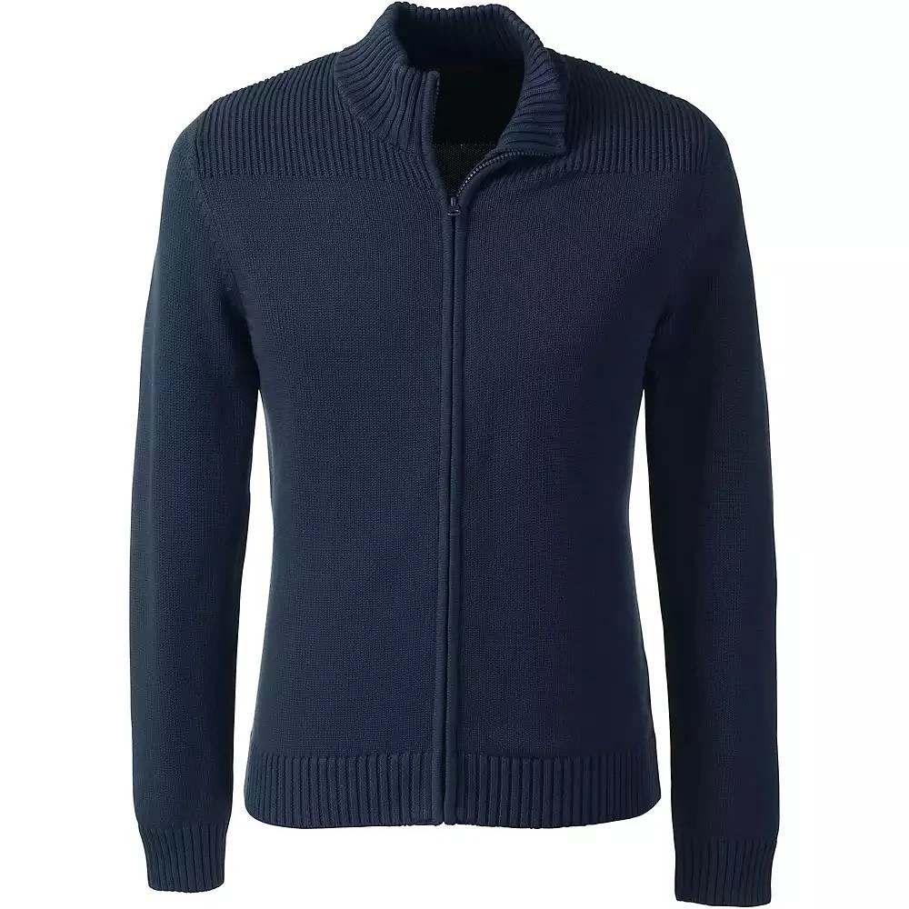 Lands' End Men's School Uniform Cotton Modal Zip Front Cardigan Sweater 2