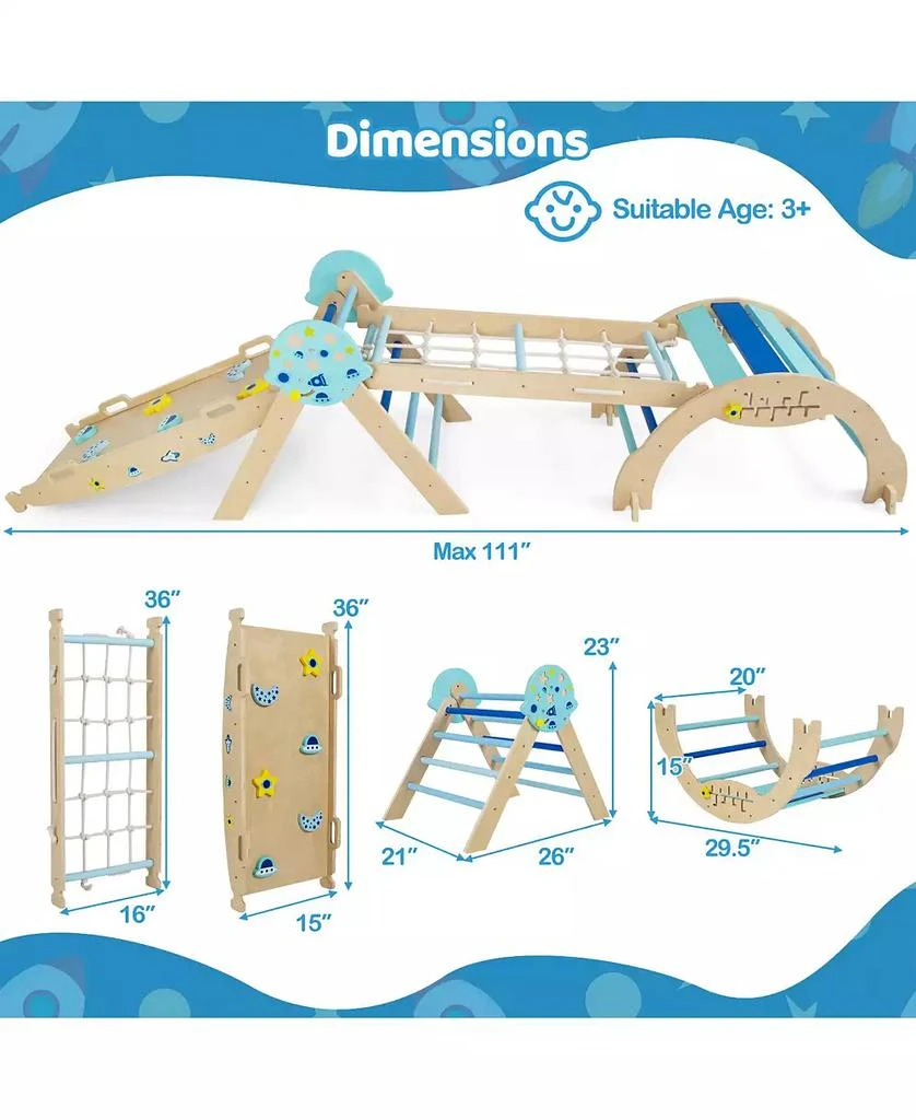 Mecale 8-in-1 Foldable Triangle Baby Climbing Toys, Astronaut/Unicorn Theme 7