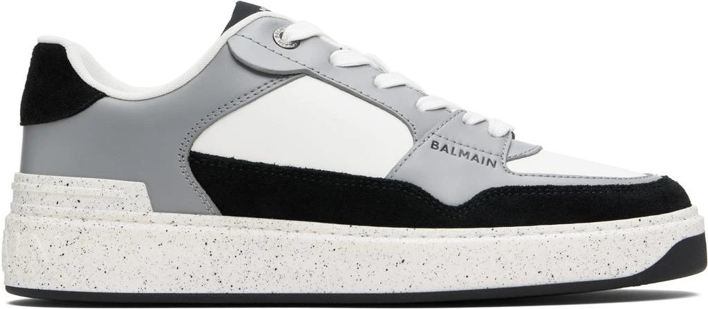 Balmain Gray 
White B-Court Flip Suede Sneakers 1