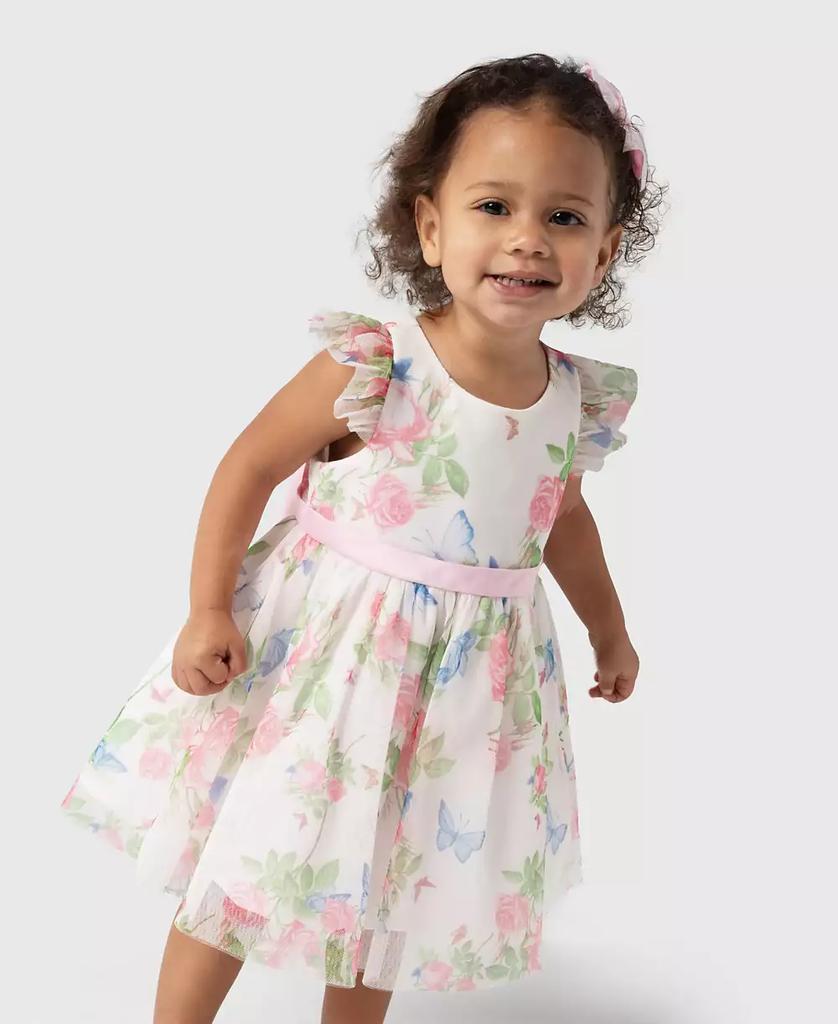 Rare Editions Baby Girls Floral Mesh Social Dress