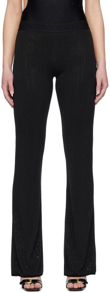 Versace Black Crystal-Cut Leggings 1