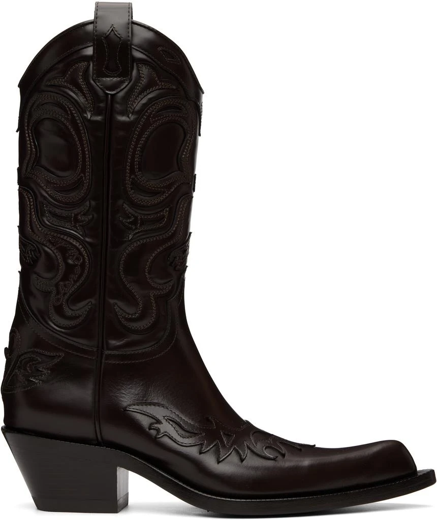 Acne Studios Brown Pointy Leather Cowboy Boots