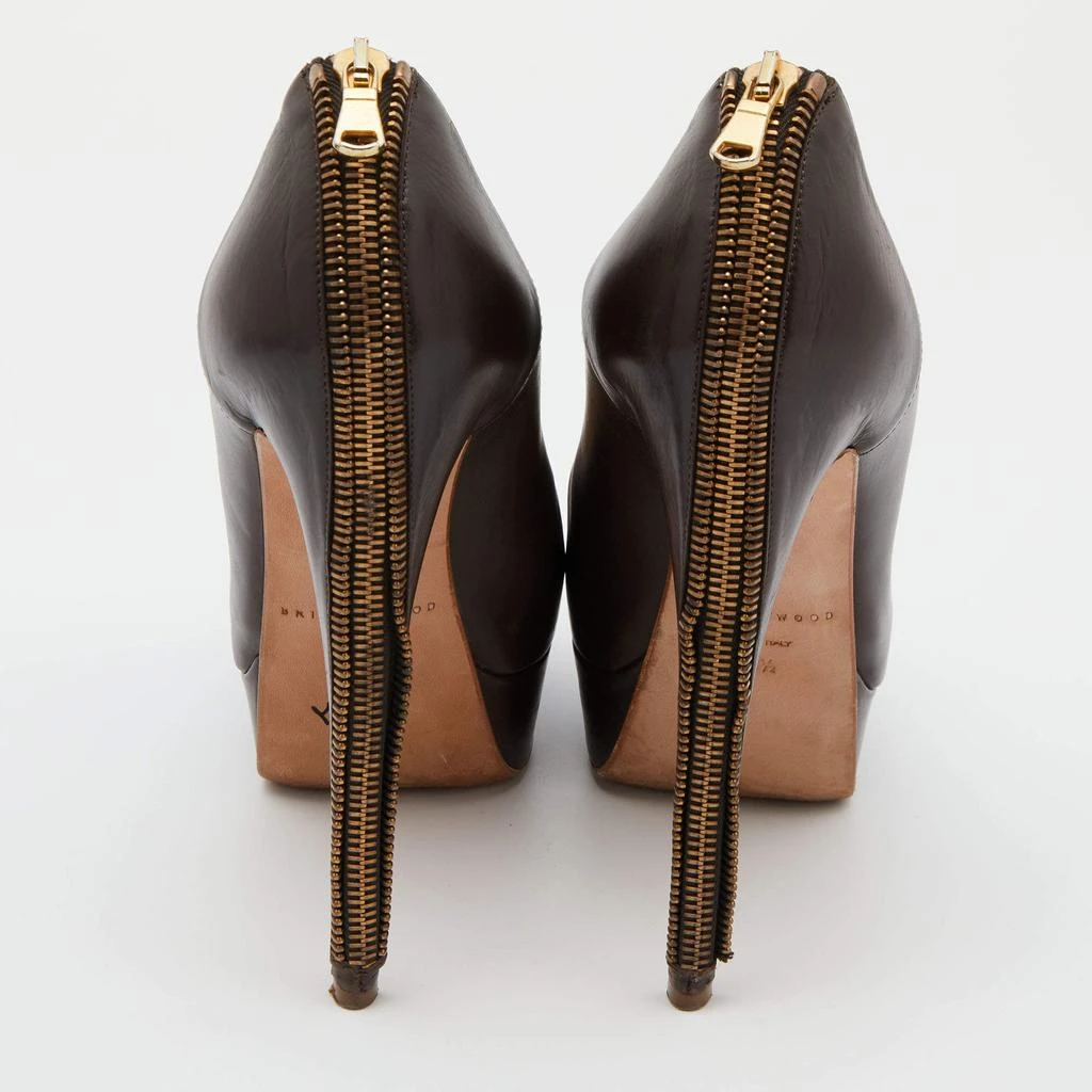 Brian Atwood Brian Atwood Brown Leather Chain Heel Platform Pumps Size 38.5 5