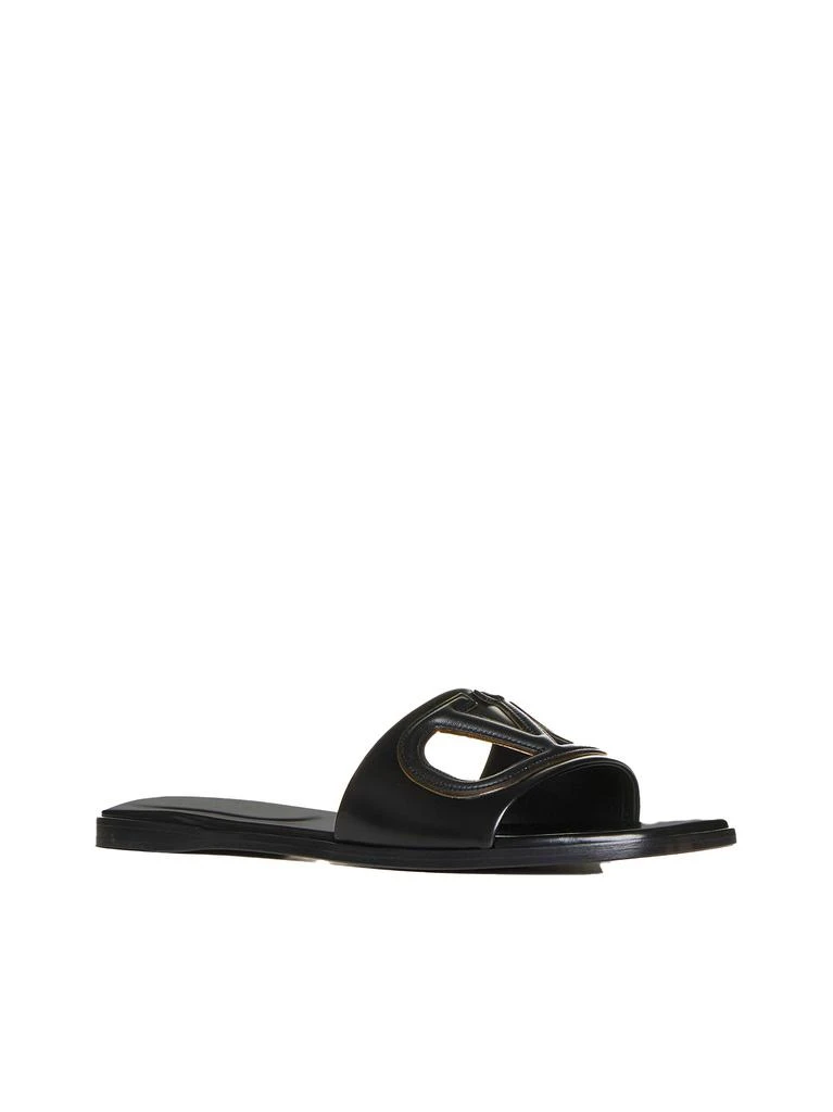 Valentino VALENTINO GARAVANI | Black leather VLogo cut-out Slide sandals | Women | 38 2