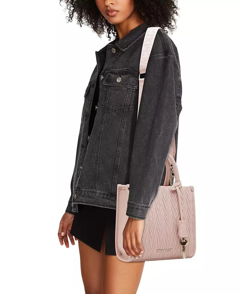 Steve Madden Natural Larry Matelasse Mini Box Tote Bag 11