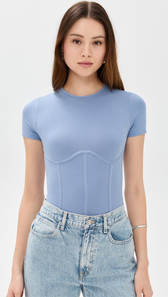 Fleur du Mal Cotton T Shirt Thong Bodysuit