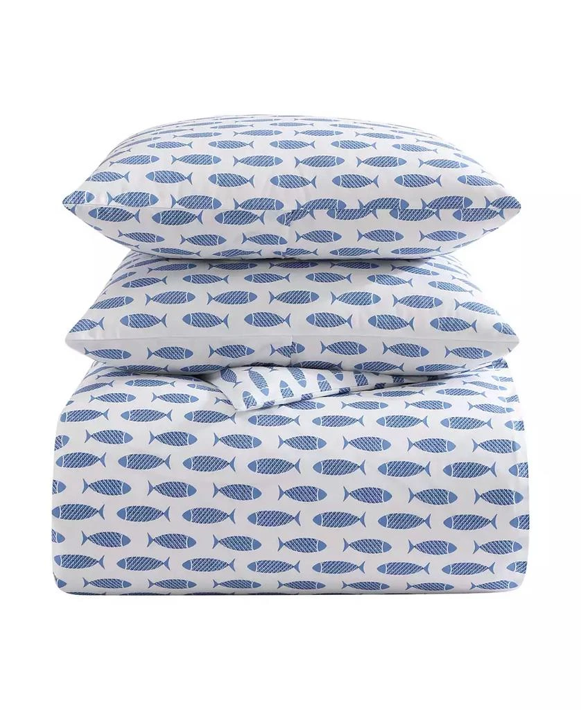 Nautica Woodblock Fish Percale 3-Pc. Duvet Cover Set 6