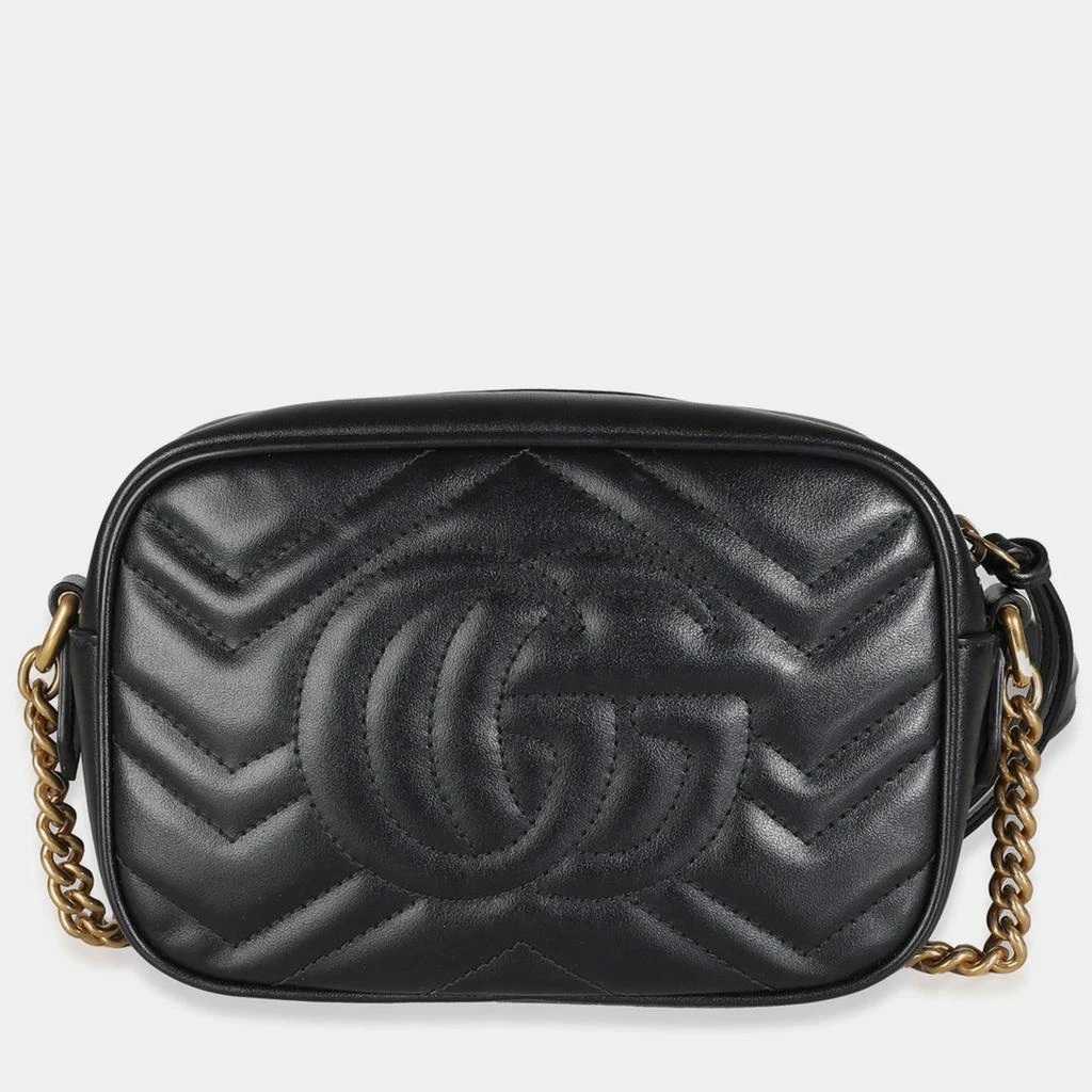 Gucci Gucci Black Leather Mini GG Marmont Camera Shoulder Bag 4