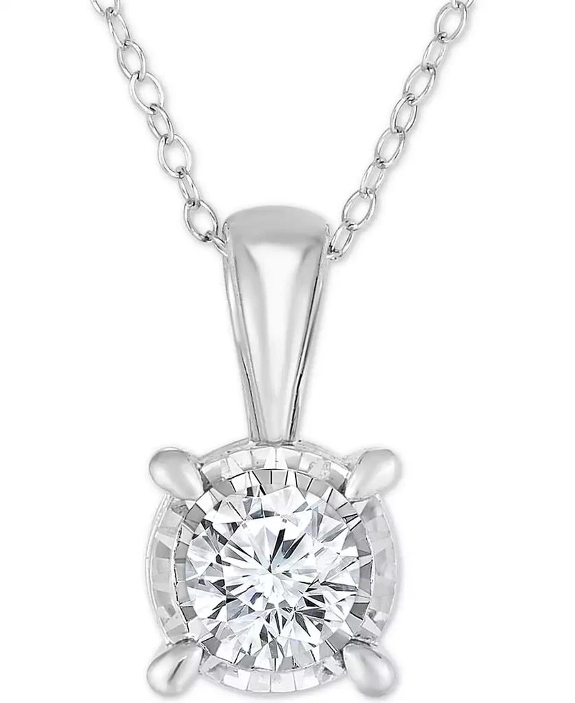 TruMiracle Diamond Solitaire 18" Pendant Necklace (3/4 ct. t.w.) in 14k White Gold 1