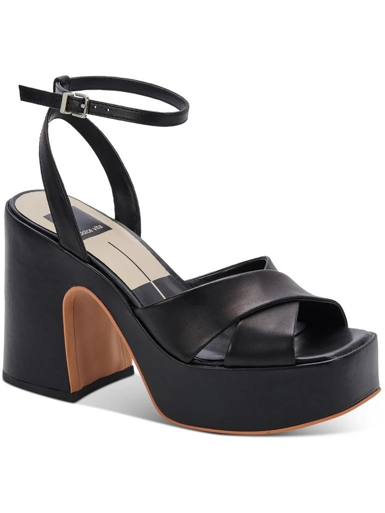 Dolce Vita Wessi Womens Embossed Criss Cross Front Platform Sandals 1