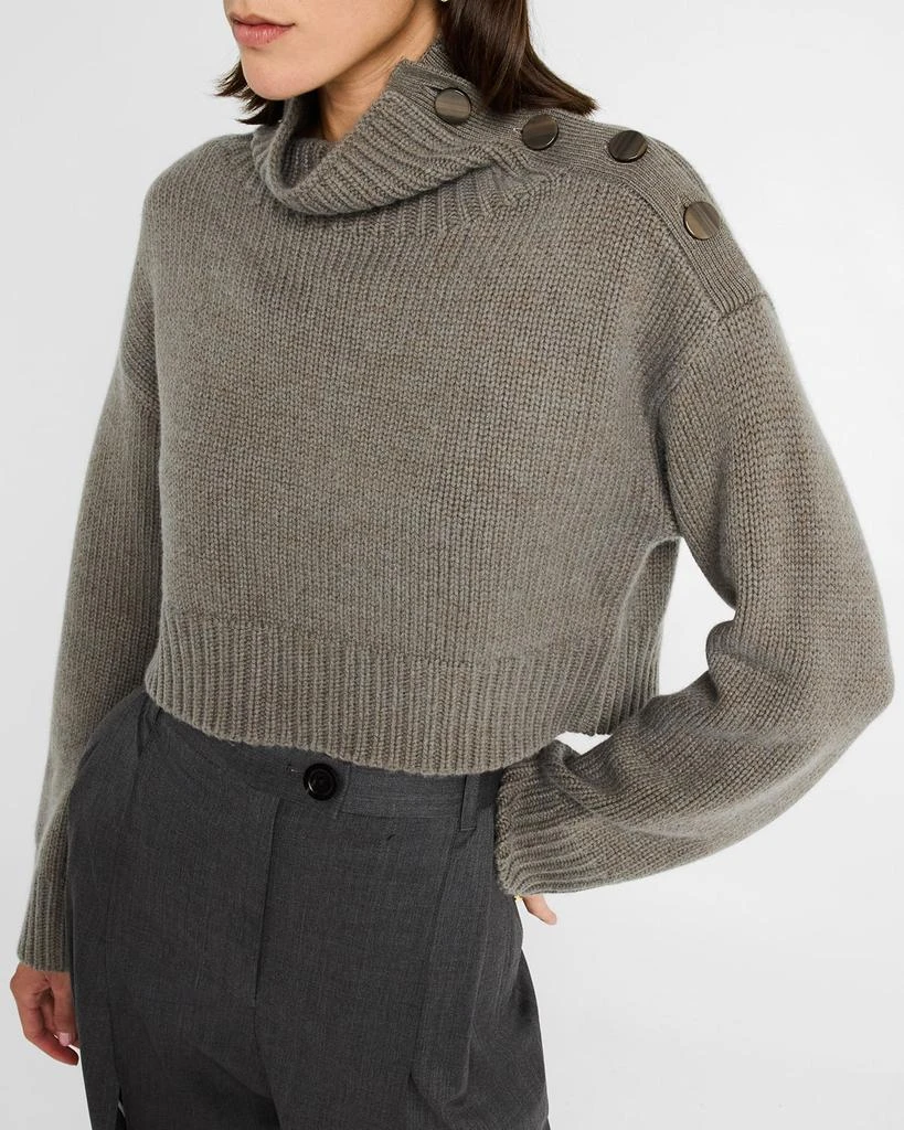 Yves Salomon Buttoned Wool-Cashmere Turtleneck Sweater 5