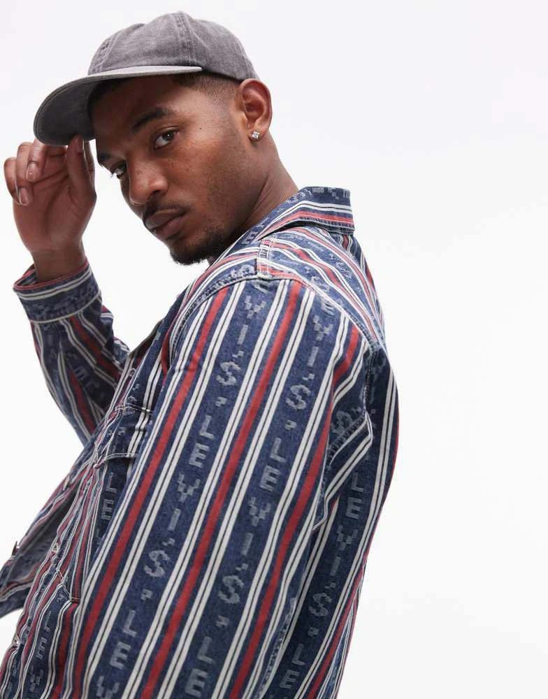 Levi's Levi's Embarcadero station stripe logo denim jacket relaxed boxy fit in mid blue 2