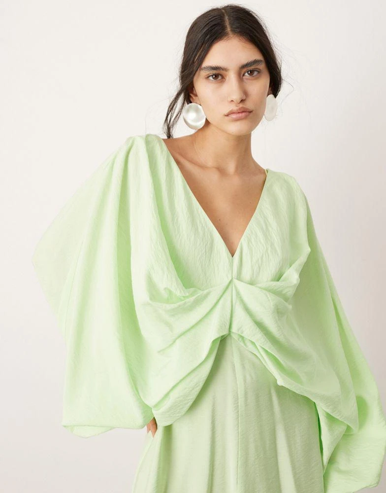ASOS ASOS EDITION v neck drapey maxi dress in green 3