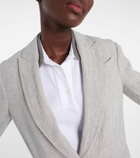 Brunello Cucinelli Oversized V-neck linen-blend blazer 4