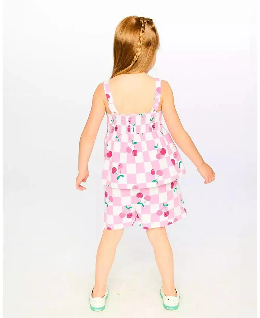 Deux par Deux Toddler Girls Cotton Jersey Romper Pink Printed Cherries 2