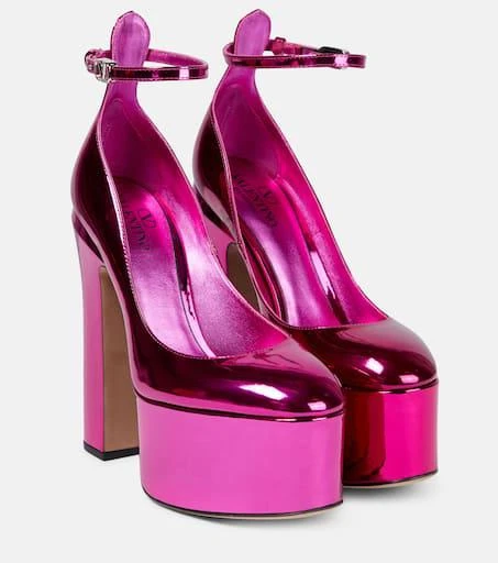 Valentino Tan-Go metallic leather platform pumps 1