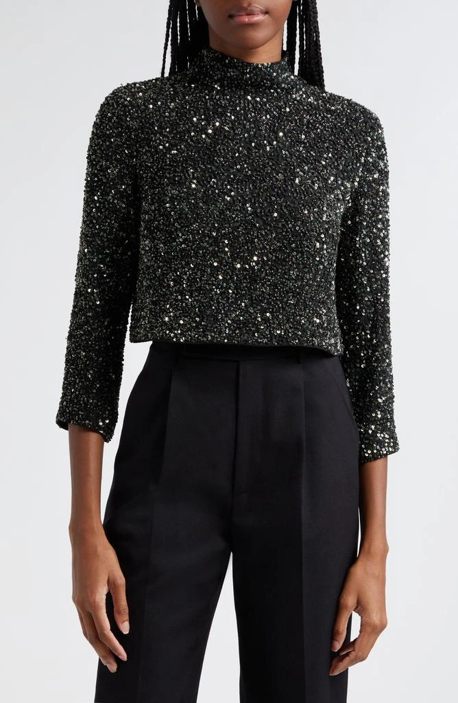 Crop Nordstrom Sequin Top Moonage Dream Sequin Mock Neck Silk Crop