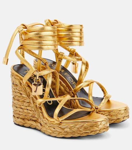 Tom Ford Padlock leather wedge sandals 1