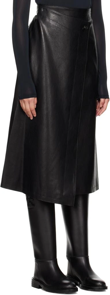 LVIR Black Wrap Faux-Leather Midi Skirt 2