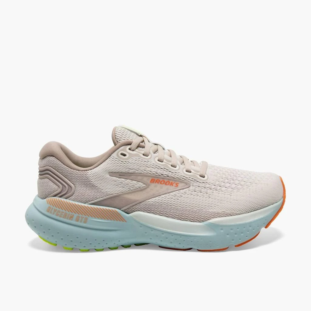 Brooks Women's Glycerin Gts 21 Running Shoes In Coconut/aqua/autumn Sunset 1