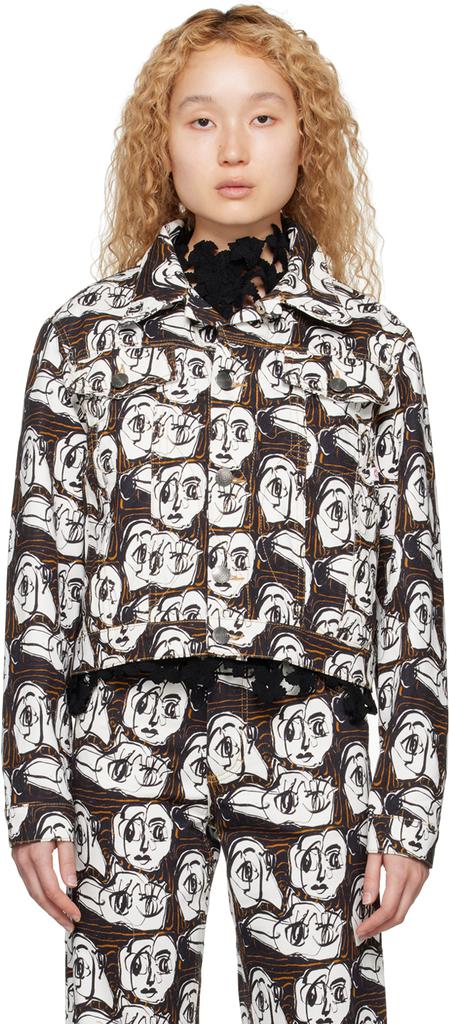 Charles Jeffrey Loverboy Black & White Art Denim Jacket
