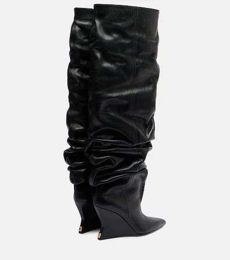 Balmain 95 leather wedge over-the-knee boots 2