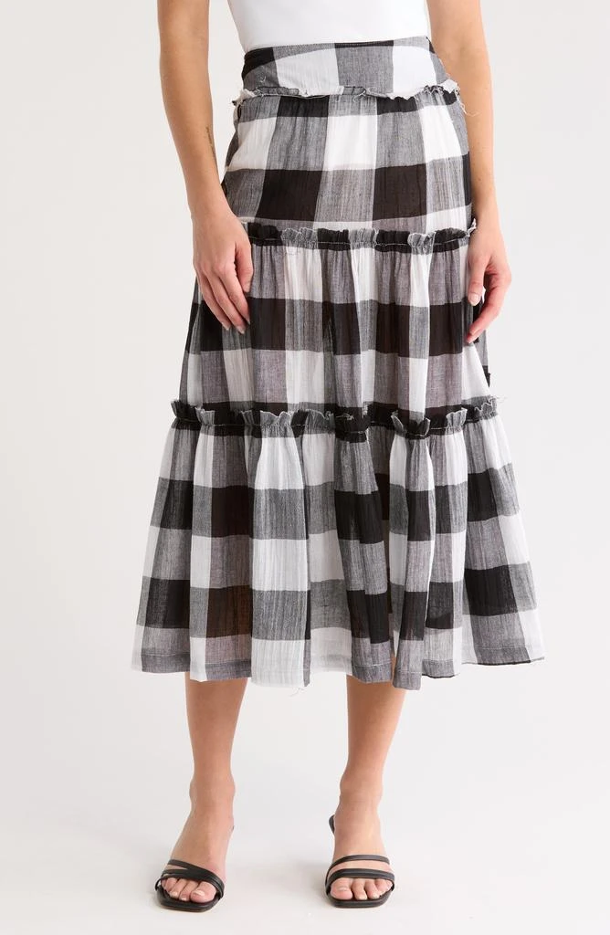 ASOS Gingham Tiered Cotton Maxi Skirt 1