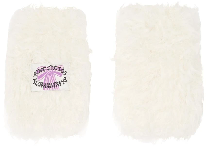 Acne Studios White Fluffy Gloves 1