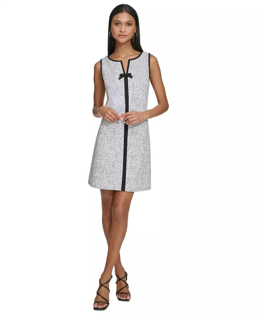 Karl Lagerfeld Paris Women's Speckled Knit Jacquard Mini Dress - Black/White/BL - 12