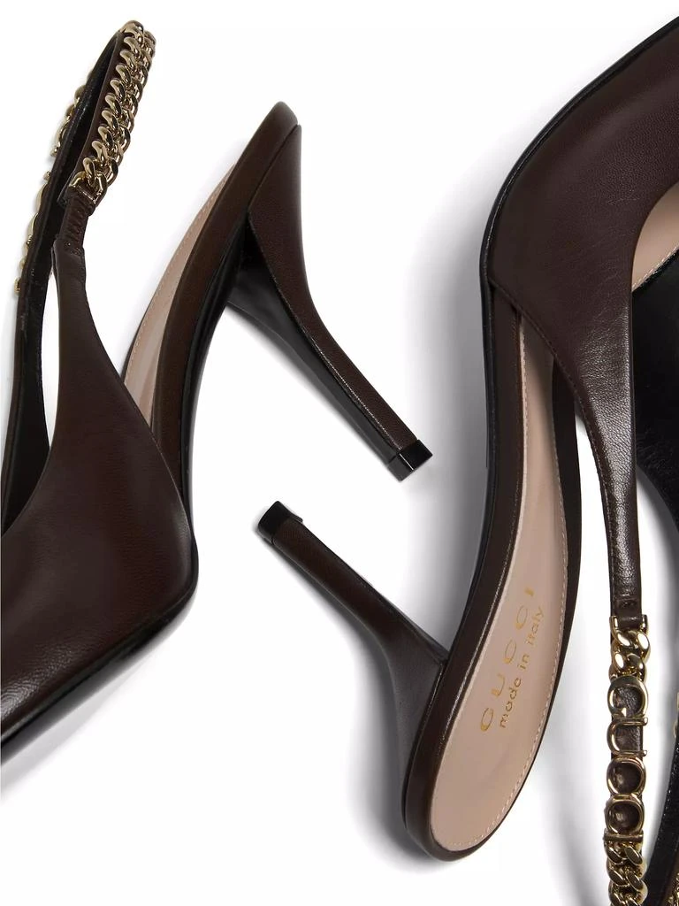 Gucci Signoria 105MM Leather Chain Slingback Pumps 5