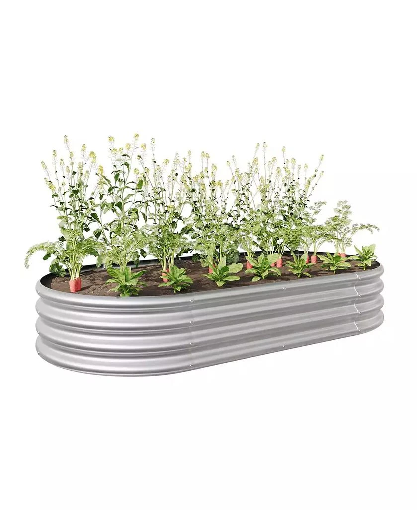 Flynama Raised Garden Bed Outdoor,   Oval Large Metal Raised Planter Bed for for Plants, Vegetables, and Flowers