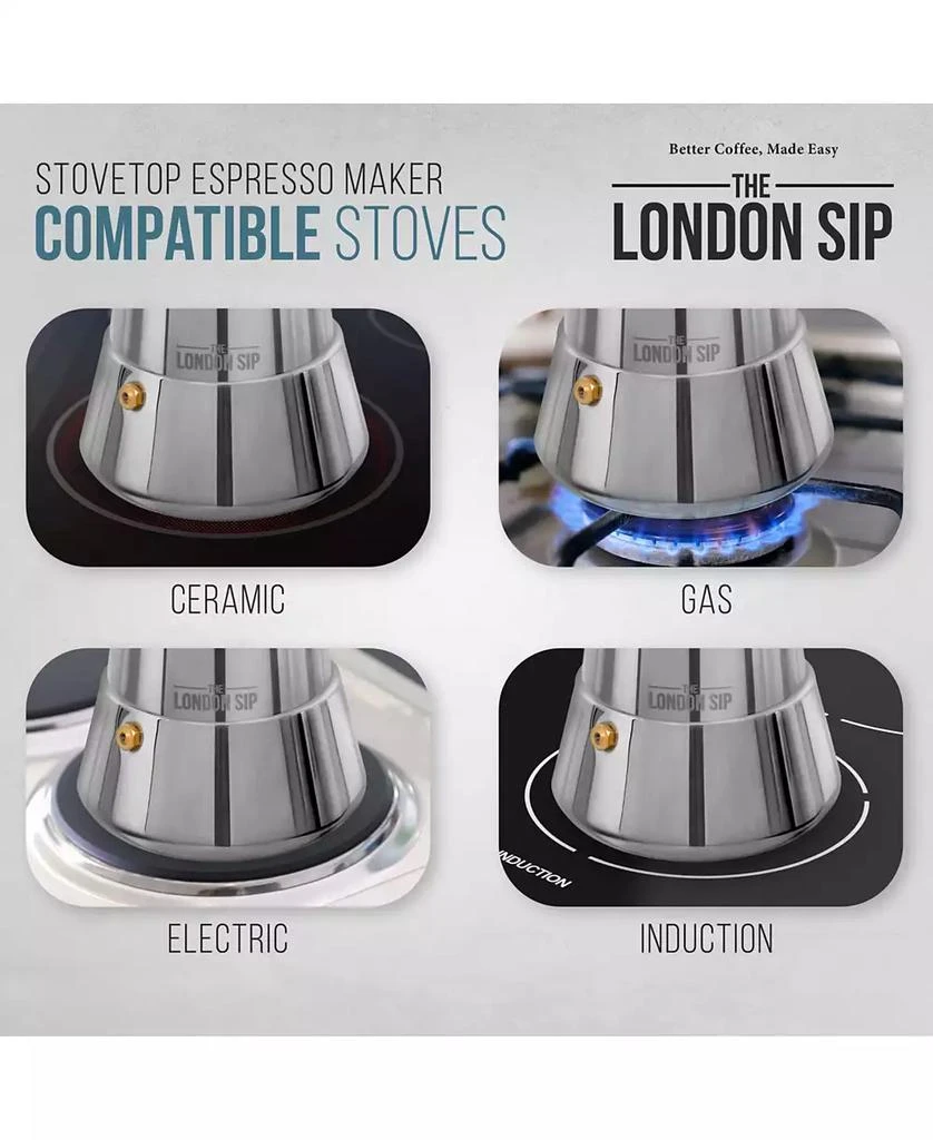 London Sip Stainless Steel Espresso Maker 10-Cup 2
