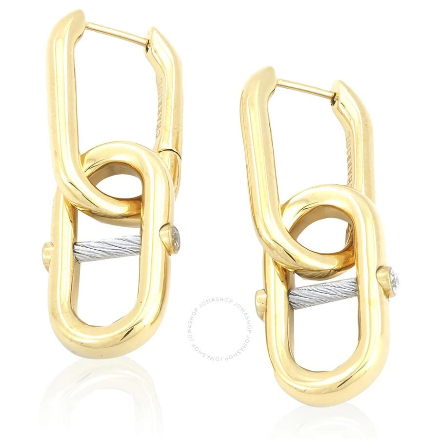 Charriol St. Tropez Mariner Yellow Gold Steel Chain Link Earrings 1