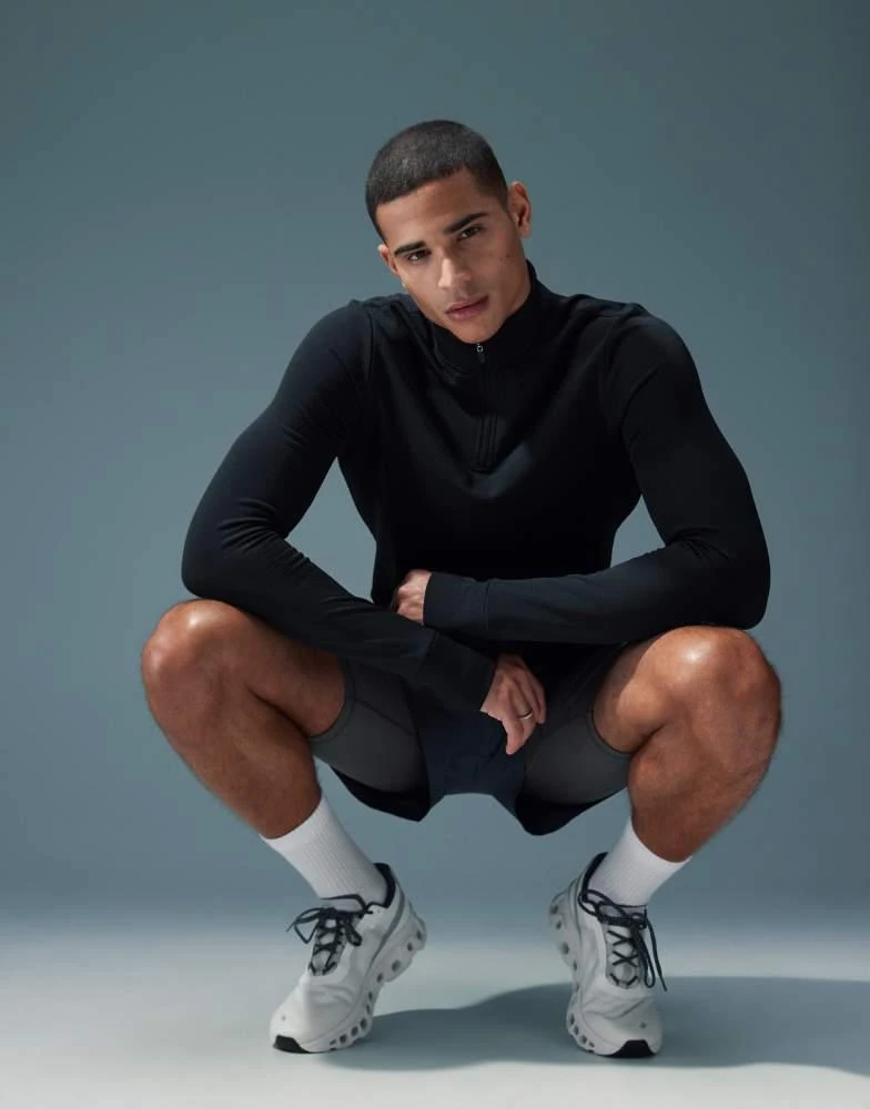 ASOS 4505 running thermal quarter zip long sleeve top in black 3